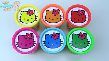Играть doh стаканчики цветные глины выучить цвета коллекции сюрприз игрушки Хелло Китти для детей