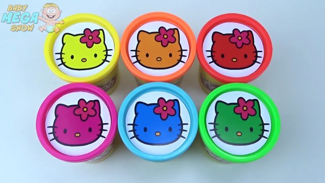 Играть doh стаканчики цветные глины выучить цвета коллекции сюрприз игрушки Хелло Китти для детей