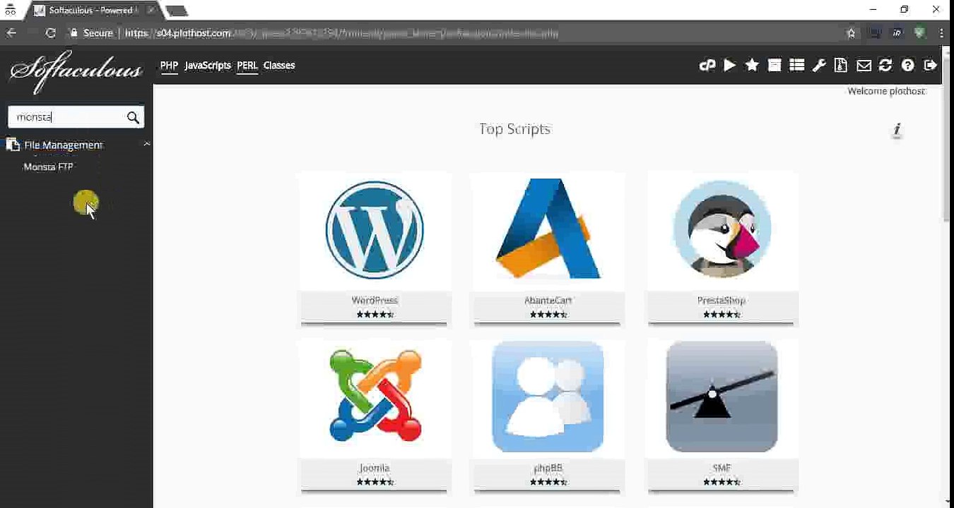 How to install Monsta FTP from cPanel with Softaculous