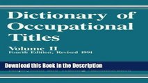 Download [PDF] Dictionary of Occupational Titles (Volume II) Full Book