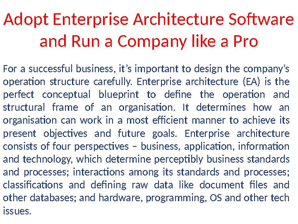 Adopt_Enterprise_Architecture_Software_and_Run_a_CAdopt Enterprise Architecture Software and Run a Company like a Pro