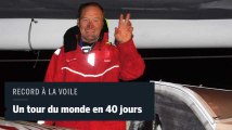 La joie à bord du bateau de Francis Joyon après un tour du monde en 40 jours