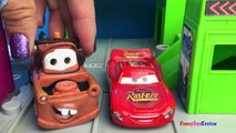 DISNEY CARS LIGHTNING MCQUEEN AND MATER AT JOBSITE TO SEE MIGHTY MACHINES DUMP TRUCKS & BULLDOZERS