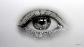 Drawing a realistic eye and teardrop with graphite pencils | Emmy Kalia