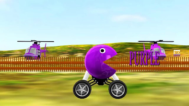 Изучать 3D, цвета для детей забавный вертолет мультфильм Пакман ест и учим цвета для маленького ребенка