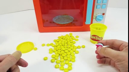 Pretend Magic Play Doh Microwave Turns into M&M's Candy Shopkins Surprise Toys Color Learning