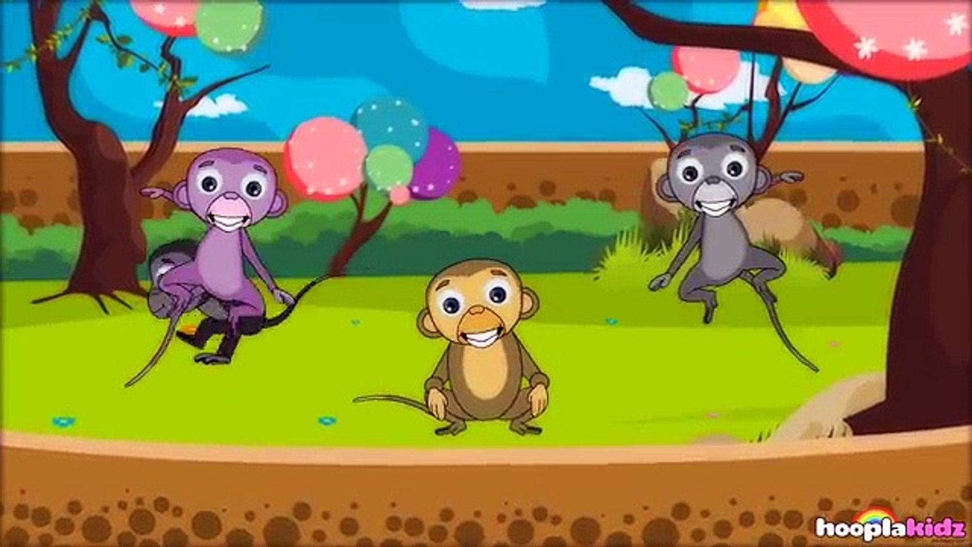 Five Little Monkeys And More Animals Songs Learn Animals With Nursery Rhymes By Hooplakidz Video Dailymotion