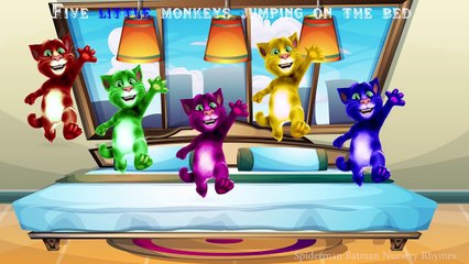 Descargar video: Talking Angela and Tom Jumping on the Bed - 5 Little Talking Tom Jumping on the Bed Nursery Rhymes