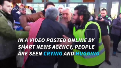 Emotional reunions in west Aleppo after evacuation