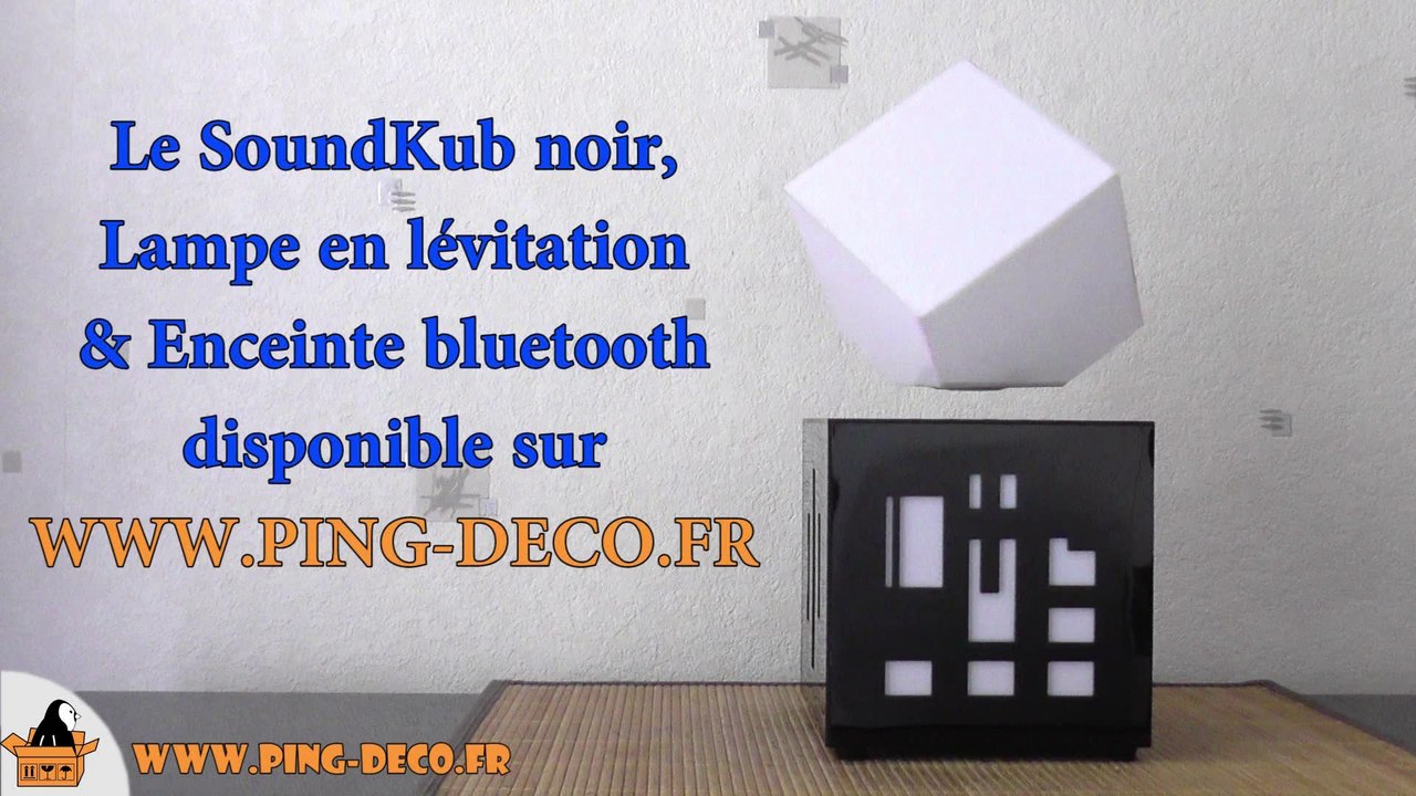 Lampe avec enceinte BT intégrée SoundKub Noire (WWW.PING-DECO.FR)