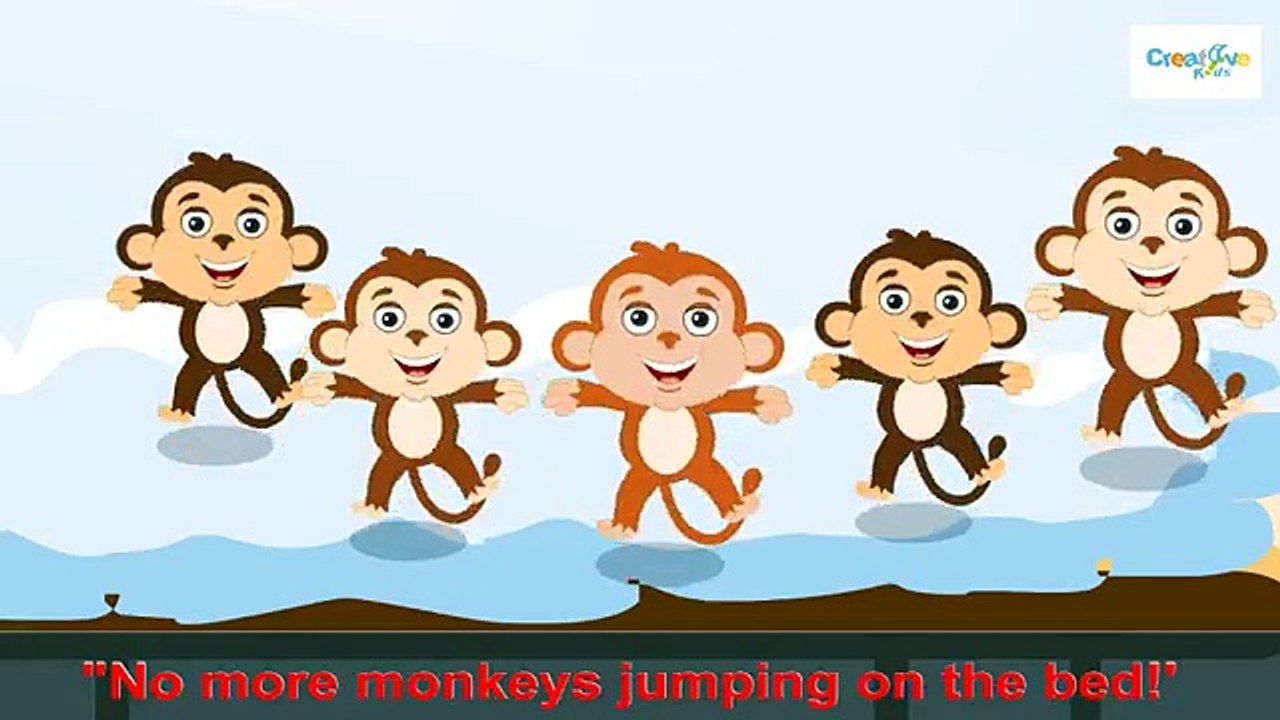 The Five Little Monkeys Jumping on the Bed Nursery Rhyme | Funny Monkeys Jumping Rhymes for Children