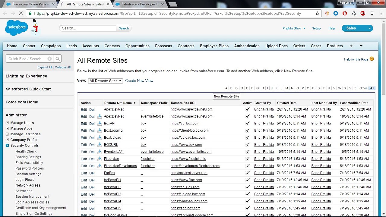 How to create remote site setting in Salesforce