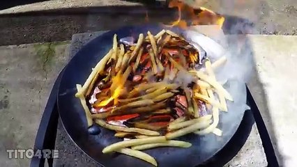 Pour molten copper on chips