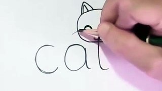 How to turn Words Cat Into a Cartoon Cat. (Wordtoons)(360p)