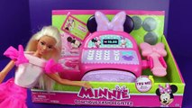 Barbie Shopping with Minnie Mouse Bowtique Cash Register Barbie Clothes Parody DisneyCarToys