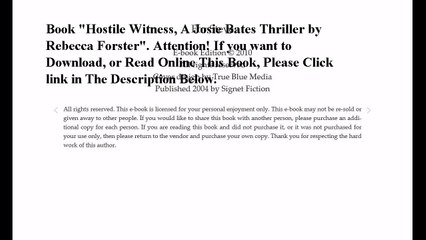 Download Hostile Witness, A Josie Bates Thriller ebook PDF