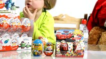 Five Surprise Eggs Kinder Surprise, Disneys Cars 2 Egg, Kinder Joy, Super Mario Egg