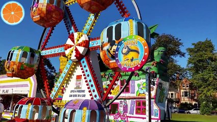 Outdoor activities- Carnival FunFair rides, Amusement park, ferris wheel, carousel,  Blue Orange