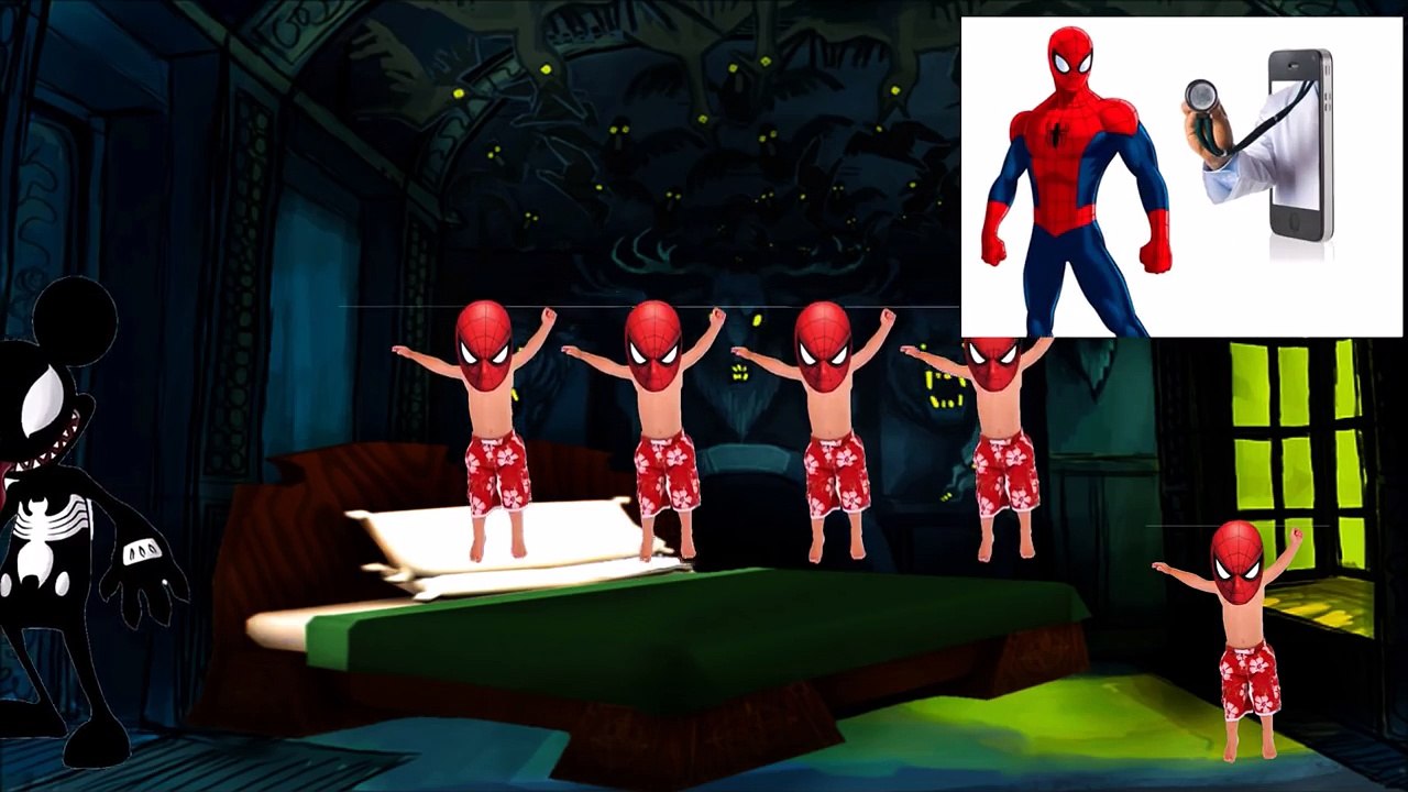 5 Little Bad Babies Spiderman Jumping on the Bed with Doctor Venom Nursery Rhymes and songs for Kids