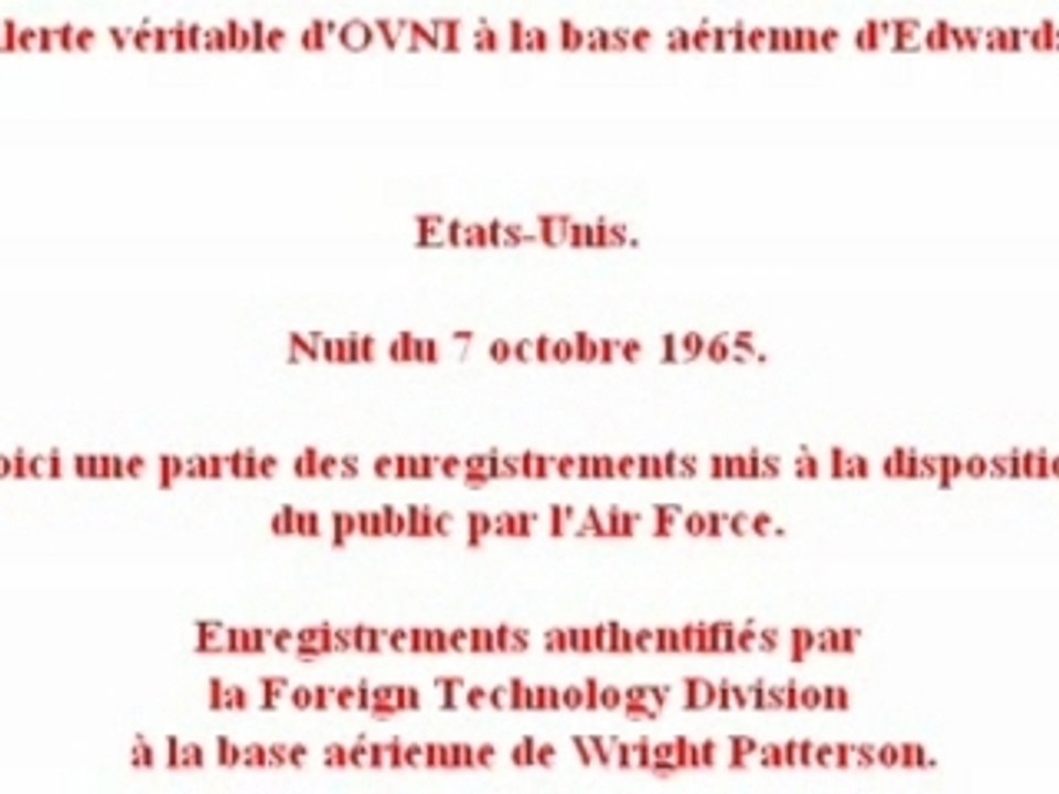 OVNI - Base Edwards - 7 octobre 1965
