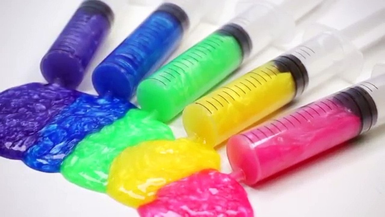 How to Make Colors Clay Slime Syringer Toy DIY Learn Colors Jelly Slime Toy
