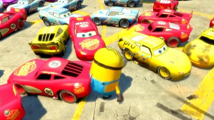 THE MINION and SPIDERMAN fun with Lightning McQueen Cars (Disney Pixar Cars + Nursery rhyme)