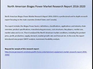 North American Biogas Power Market Research Report 2016-2020