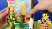 Frozen Olaf TMNT Michelangelo and Lego Emmet Eat Play Doh Chocolate Popper DisneyCarToys
