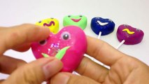 Learn Colours With Play Doh Smiley Hearts Lollipops with Cars Molds Fun and Creative for Kids