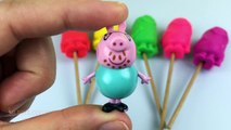 Play Doh Minions Lollipops Surprise Toys with Peppa Pig Family - Daddy Pig Mummy Pig Peppa Pig.