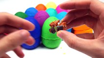 Learn Colors with surprise eggs toys : Play dough and Mickey Mouse, Disney Pixar Cars McQueen, PE