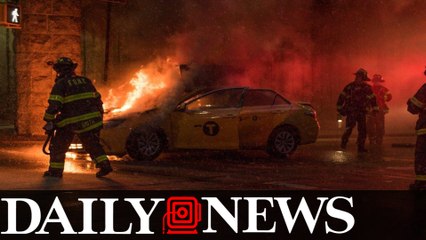 Cab Erupts In Flames Near Brooklyn Bridge