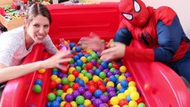 Spiderman Superhero Fight vs Sandra   Ballpit Challenge & Spiderman IRL Babysitting Compilation