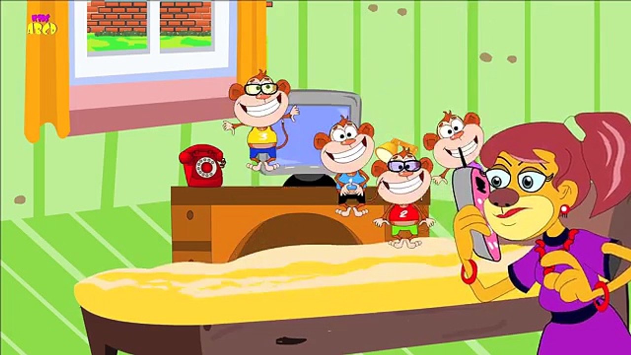 Five Little Monkeys Jumping on the Bed Nursery Rhyme Cartoon Animation Rhymes Songs for Children