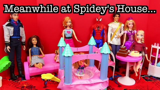 BARBIES BIRTHDAY MONTH Day 24 Part 2 Barbie Goes to the Hospital & Spiderman Has Giant Party