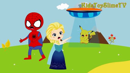 Spiderman & Frozen Elsa Fun Night Halloween, Pikachu (Pokémon GO)! 04