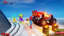 MONSTER TRUCK Lightning McQueen with Spiderman in Cars Cartoon, Cars Songs for Children and Kids