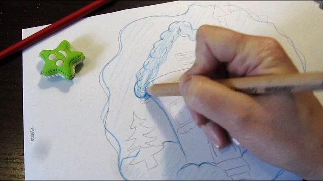 Как быстро научится рисовать дом Санты How to learn to draw Santa's house