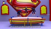 Super Man Dancing on Five Little Monkeys | Nursery Rhyme For Kids | Cartoon Song | Cartoon Rhymes