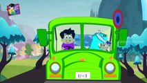 Dinosaur Wheels On The Bus Go Round And Round | Green Bus | Kids Nursery Rhymes | Dinosaur Cartoons