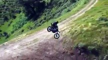 This guy is catching some serious air on this trail!