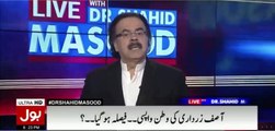 Dr Shahid Masood hints that Zardari only got permission to come back to Pakistan only few number of days