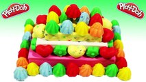play doh cake colorful!- instruction create rainbow cream cake with peppa pig en toys