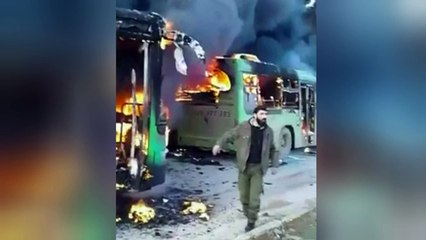 Evacuation buses set on fire in Syria