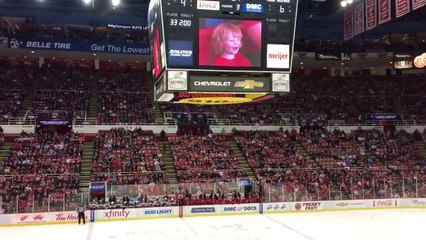 Ce bébé passe sur l'écran géant d'un match de Hockey