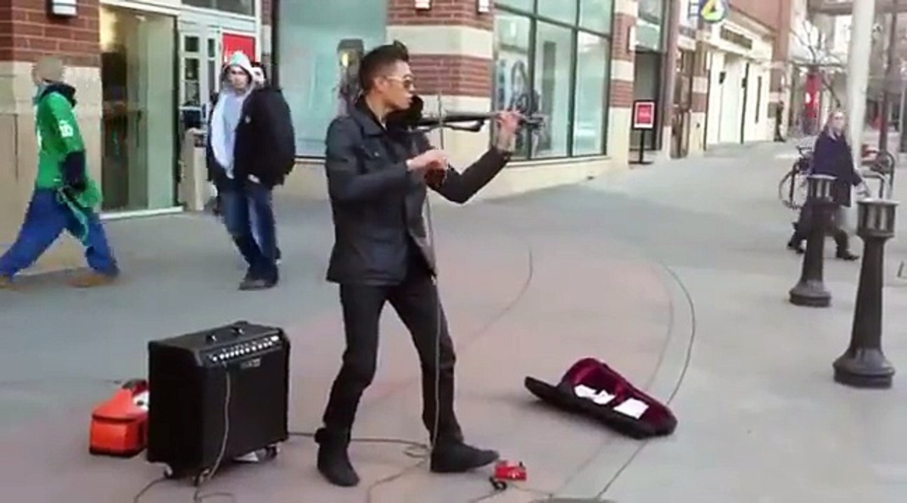 Street Performer With A Violin And An Echo Pedal - Funny