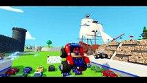 MONSTER TRUCKS MCQUEEN COLORS SMASH CARS & LIGHTNING MCQUEEN   FUN with Spiderman & Mickey Mouse