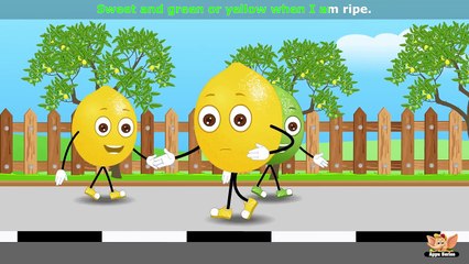 Sweet Lime Fruit Rhyme for Children, Sweet Lime Cartoon Fruits Song for Kids