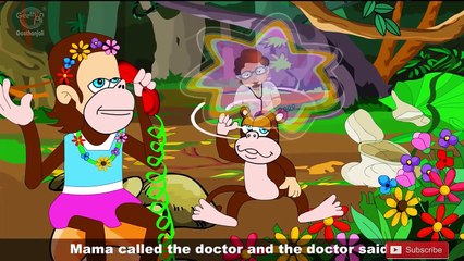 Five Little Monkeys Jumping On The Bed Nursery Rhyme - Kids Songs - Popular Rhymes For Children