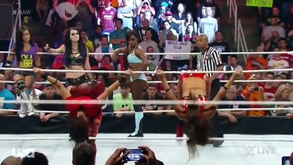 WWE RAW 03.30.15 Paige, AJ Lee & Naomi vs. Natalya & The Bella Twins